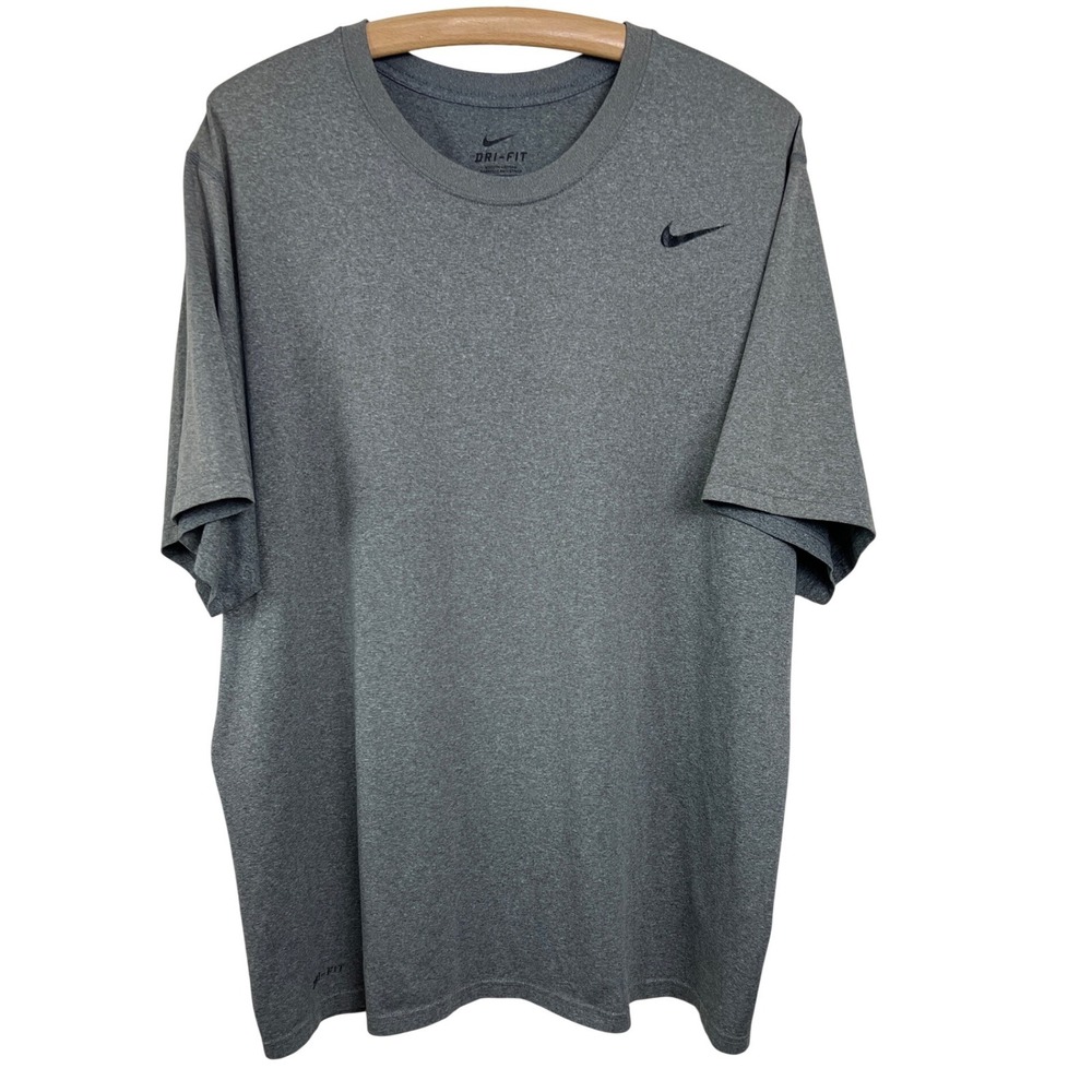 Nike Dri-Fit T-Shirt Men XXL Gray Short Sleeve Athletic Gym Workout Training B31